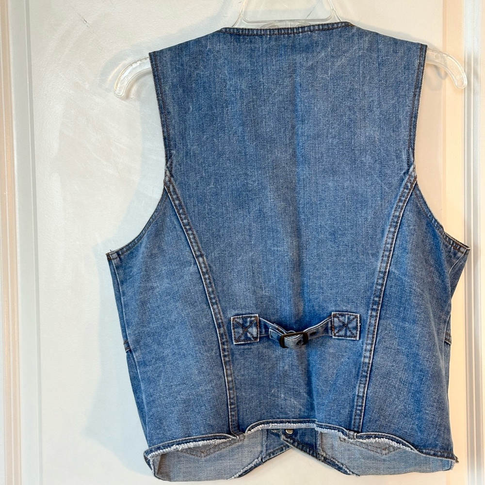 Vintage Jean Time Denim Jean Button Up Y2K Vest, size Medium - Picture 2 of 7